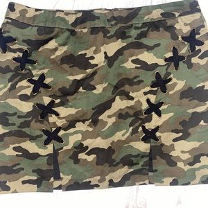 Camouflage Denim Lace Up Mini Skirt